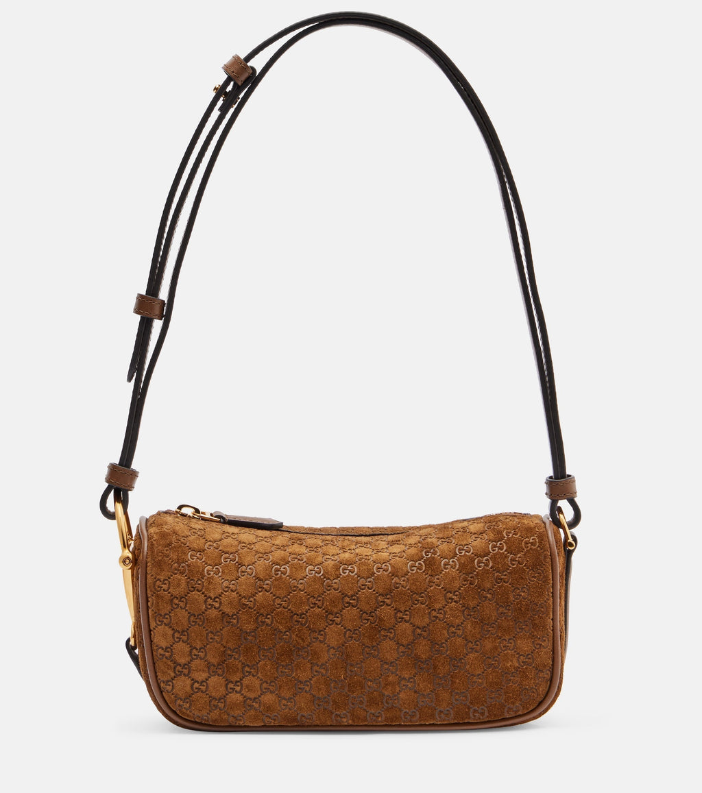 Gucci Half Horsebit Suede Shoulder Bag