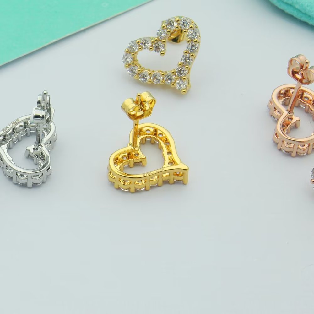 Tiffany Heart Moissanite Earrings - 18K Rose Gold